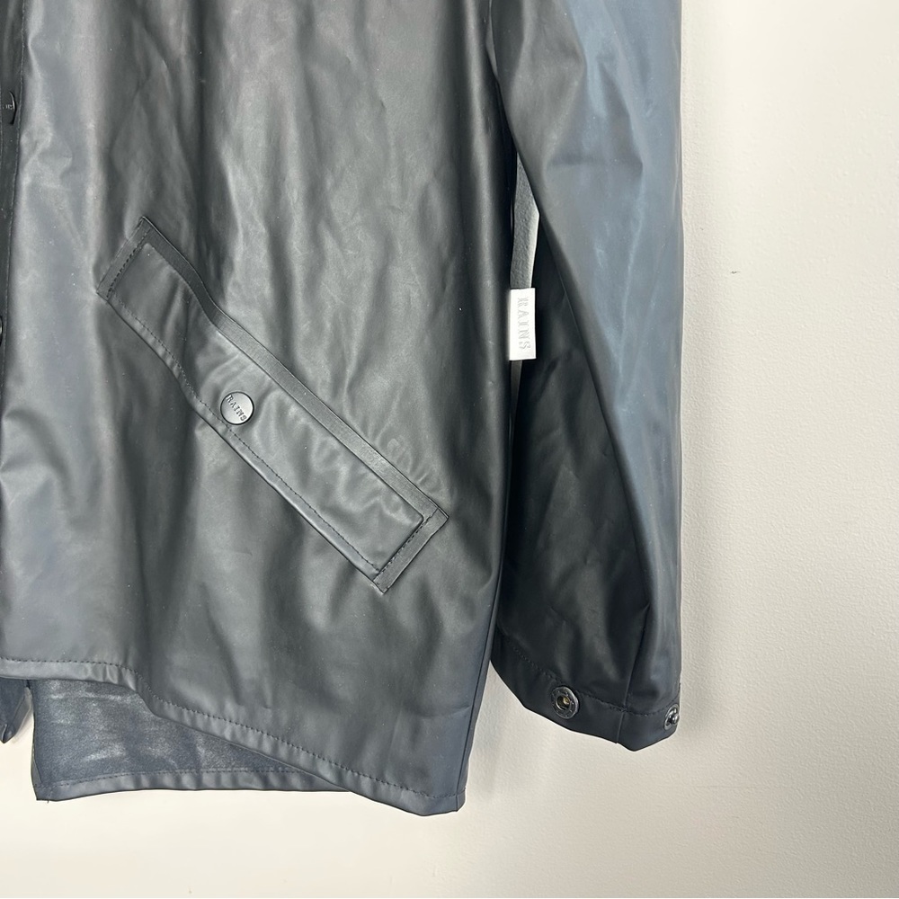 Rains Unisex Black Hooded Rain Jacket Size S-M - Picture 8 of 10